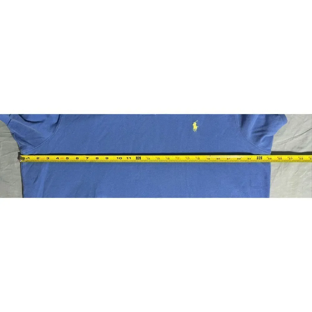 Polo Ralph Lauren Polo Shirt Mens XXL Blue Yellow Pony Short Sleeve Custom Fit